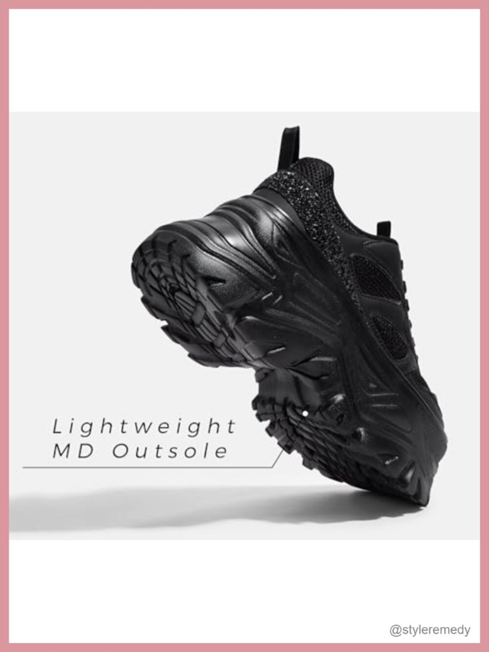 Women's Rhinestone Chunky Sneakers Breathable PU Leather Lace-Up Casual Shoes